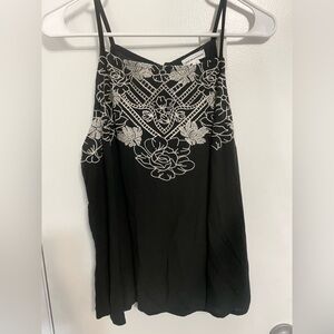 Love on a Hanger Black and Cream Embroidered A-Line Skirt